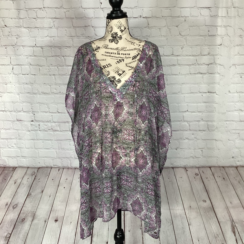 740. O’Neil Purple and Gray Sheer Cover-Up EUC